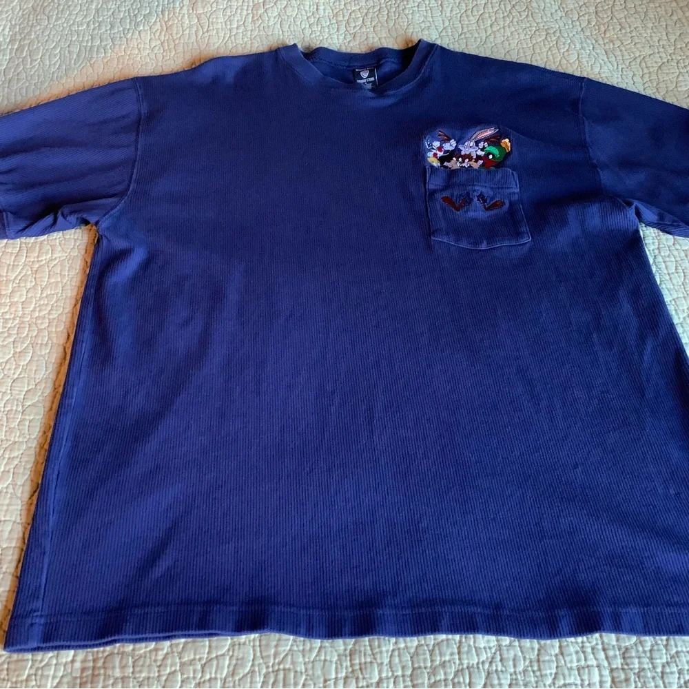 Warner Brothers Blue Embroidered T-Shirt Size XL